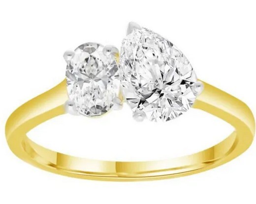 9K YELLOW GOLD 1.25ct F VS TOI ET MOI LAB DIAMOND RING