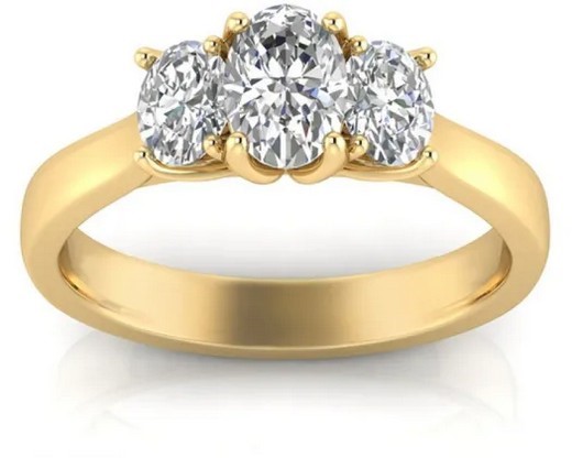 9K YELLOW GOLD 1.00ct F VS LAB DIAMOND OVAL TRILOGY RING