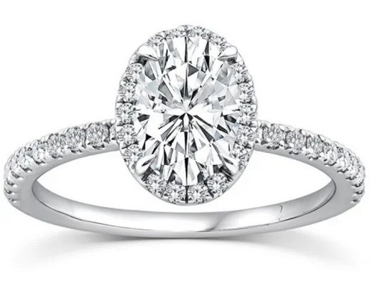 9K WHITE GOLD 1.25ct F VS LAB DIAMOND OVAL HALO RING