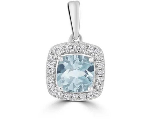 9k Wh Gld 0.08ct Hi I1 Diamond Aquamarine Pt