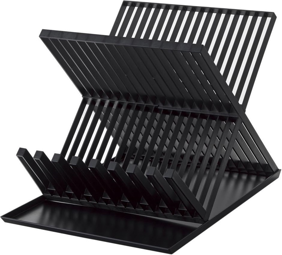 YAMAZAKI Dish Drainer-Drying Rack For Kitchen Counters, One Size, Black.