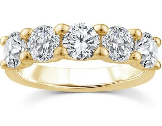 9K YELLOW GOLD 2.00ct F VS LAB DIAMOND RND ANNIVERSARY BAND