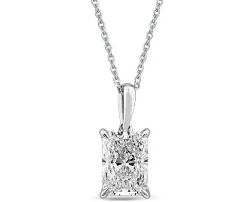 9K WHITE GOLD 2.00ct F VS LAB DIAMOND RADIANT NECKLACE 40-45cm