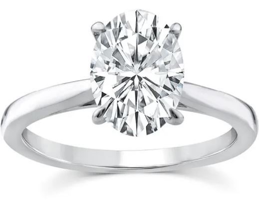 9K WHITE GOLD 2.00ct F VS LAB DIAMOND OVAL 4 CLAW RING