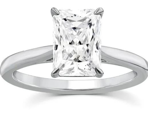 9K WHITE GOLD 2.00ct F VS LAB DIAMOND RADIANT 4CLAW RING