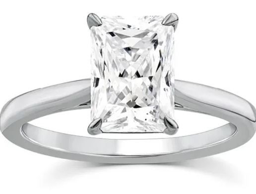 9K WHITE GOLD 2.00ct F VS LAB DIAMOND RADIANT 4CLAW RING