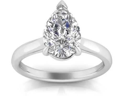 9K WHITE GOLD 2.00ct F VS LAB DIAMOND PEAR 3 CLAW RING