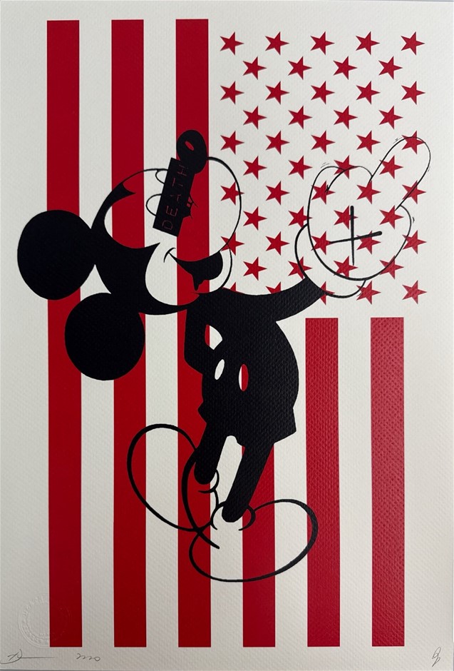 Death NYC Signed Street Art "Flag/Mickey Style" Artist Proof