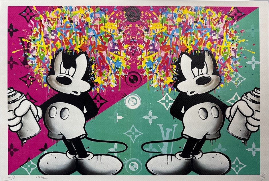 Death NYC Signed Street Art "Mickey/LV Style" Artist Proof