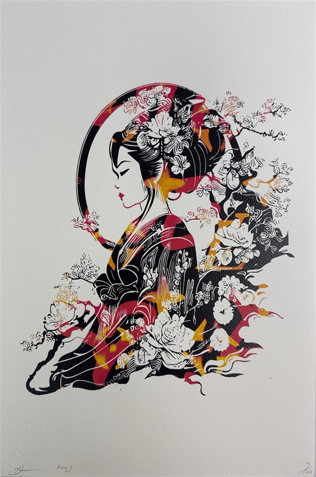 Death NYC Signed Street Art Print "Geisha Girl Style" Limited Edition