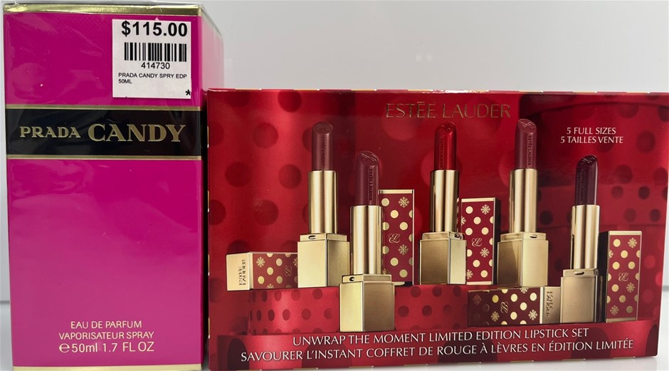 1 x ESTEE LAUDER 'Unwrap The Moment Lipstick Set' 5 Full size lipsticks