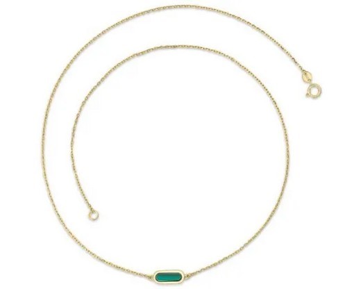 9K YELLOW GOLD MALACHITE NECKLACE 45cm