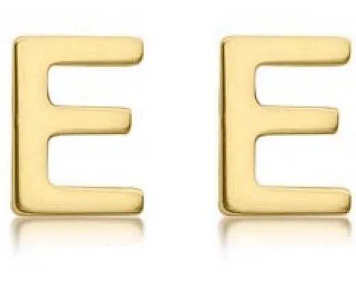 9K Yellow Gold MINI INITIAL 'E' STUD EARRINGS