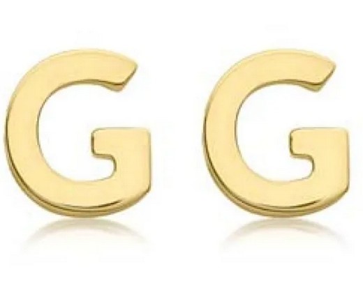 9K Yellow Gold MINI INITIAL 'G' STUD EARRINGS