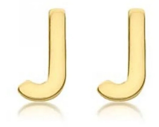 9K Yellow Gold MINI INITIAL 'J' STUD EARRINGS
