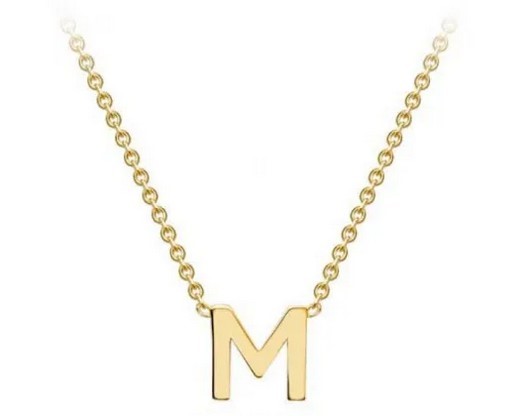 #1 9K YELLOW GOLD INITIAL 'M' NECKLACE 38+5cm