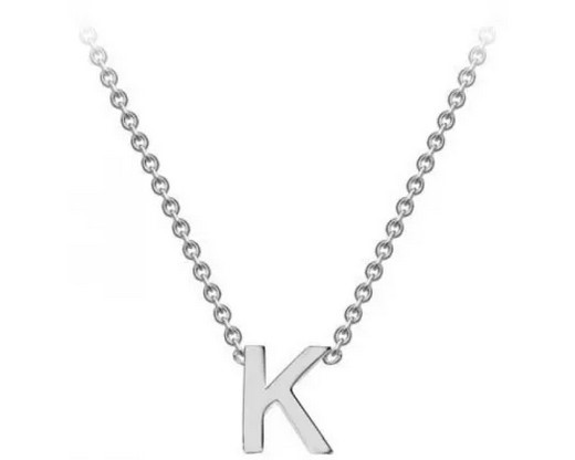 #1 9K WHITE GOLD INITIAL 'K' NECKLACE 38+5cm