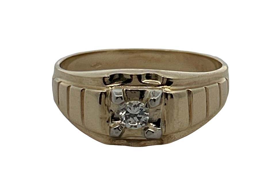 14ct Yellow Gold Cubic Zirconia Solitaire Ring