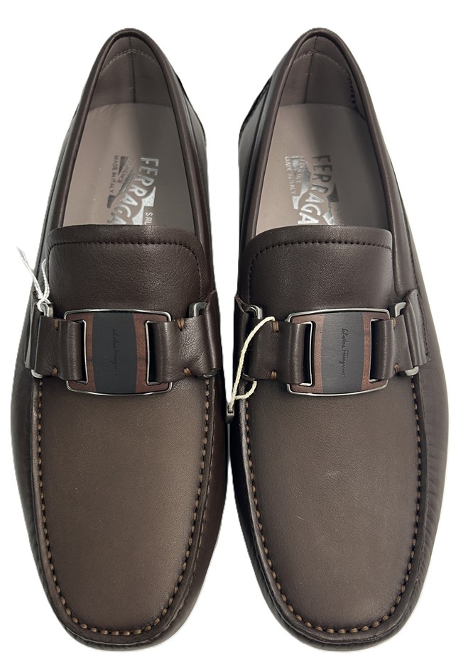 SALVATORE FERRAGAMO Men's Brown Calfskin Leather Loafers