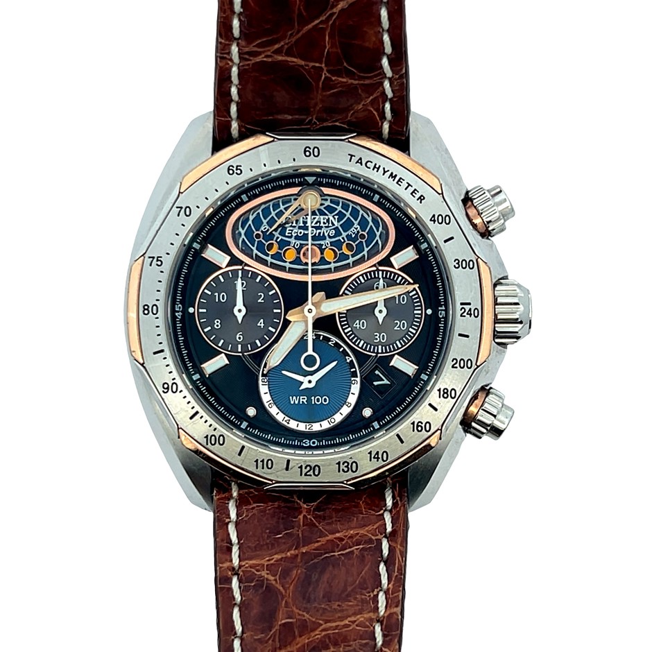 CITIZEN Eco-drive "The Signature Collection Moon Phase Flyback" Watch