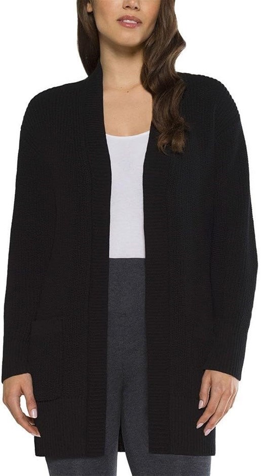 MAX&MIA Easy Cotton Cardigan, Size L, 100% Cotton, Black.