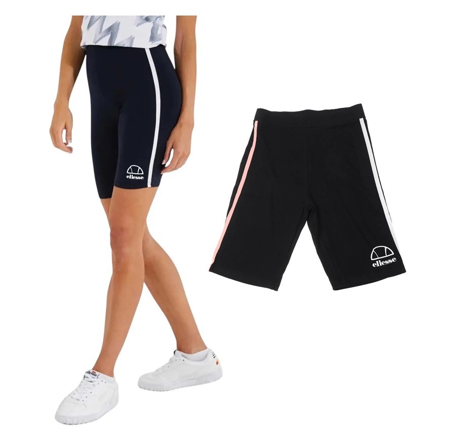 2 x ELLESSE Women's Larsen Bike Shorts, UK8 / US4, Navy & Black, 122051. NB