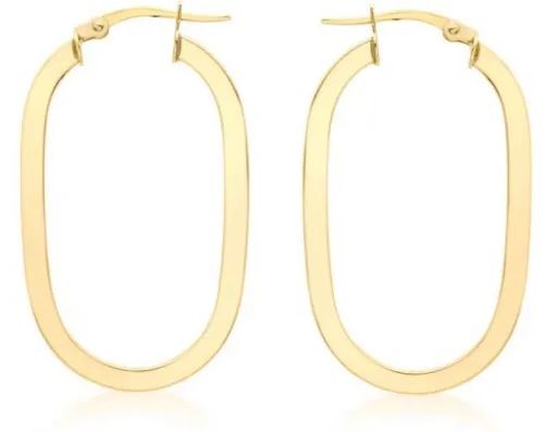 9K Yellow Gold FLAT OVAL HOOPS