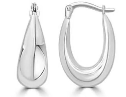 9K WHITE GOLD LIQUID HOLLOW HOOPS 17mm
