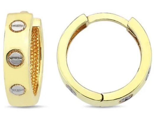 9K Yellow Gold LOCK HOOP EARRINGS 12mm