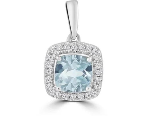 9K WH GLD 0.08CT HI I1 DIAMOND AQUAMARINE PT