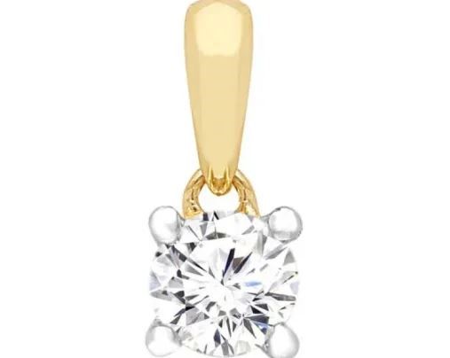 9K Yellow Gold 0.10ct HI I1 DIAMOND CLAW PENDANT