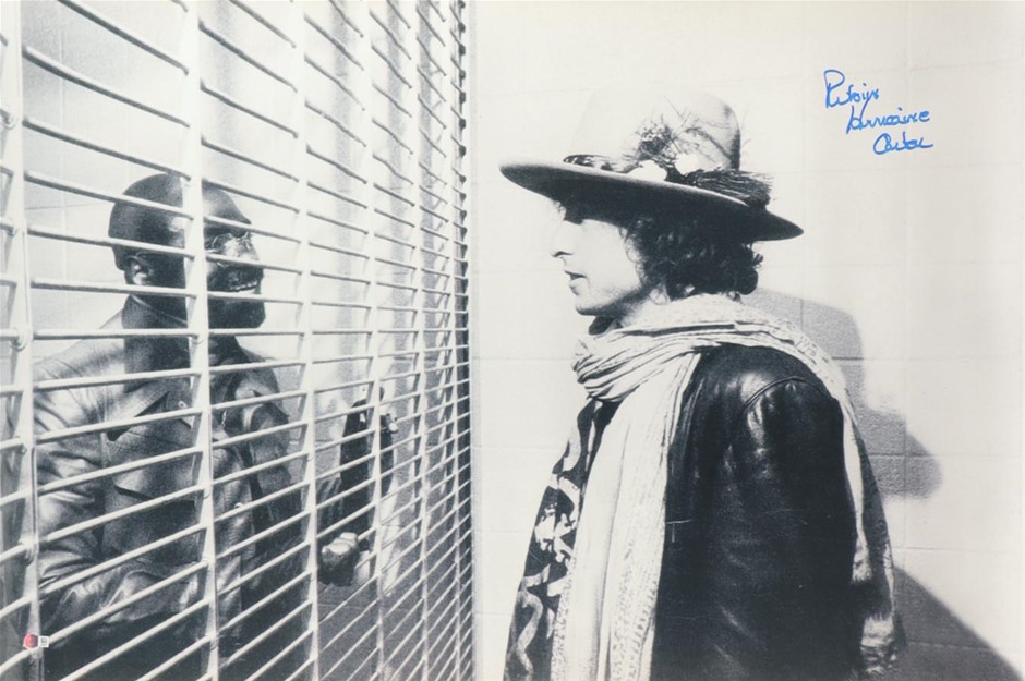 RUBEN 'HURRICANE' CARTER SIGNED HUGE BOB DYLAN PRINT