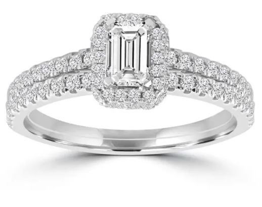 18K WHITE GOLD 1.00 CT HI I1 DIAMOND BRIDAL SET