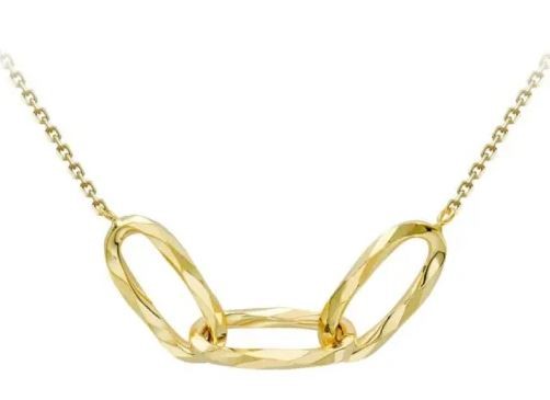 9K YELLOW GOLD DIAMOND CUT HLW OVAL NECKLACE 43-46cm