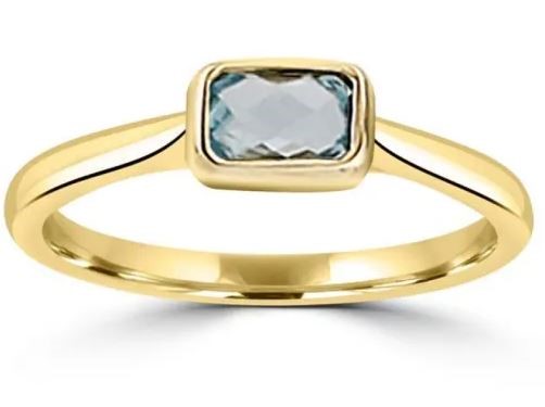 9K Yellow Gold FACETED SKY BRACELETUE TOPAZ RING