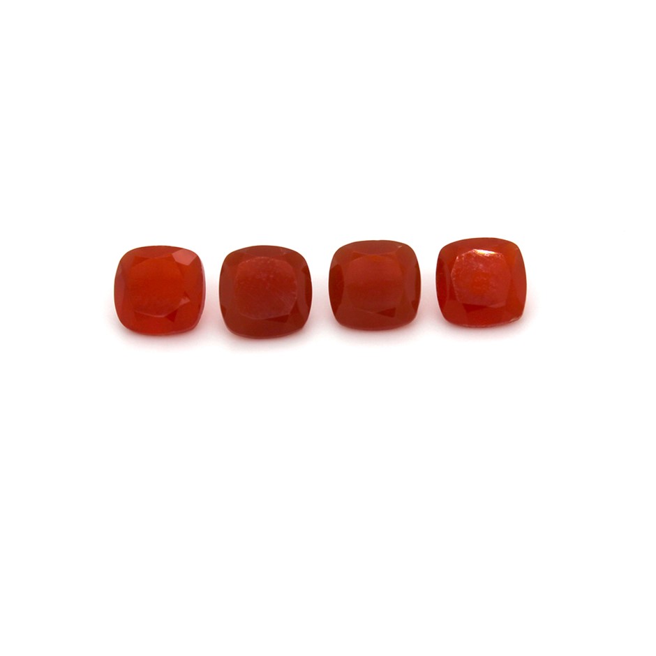 4 Pcs Cushion Red Onyx Gemstone