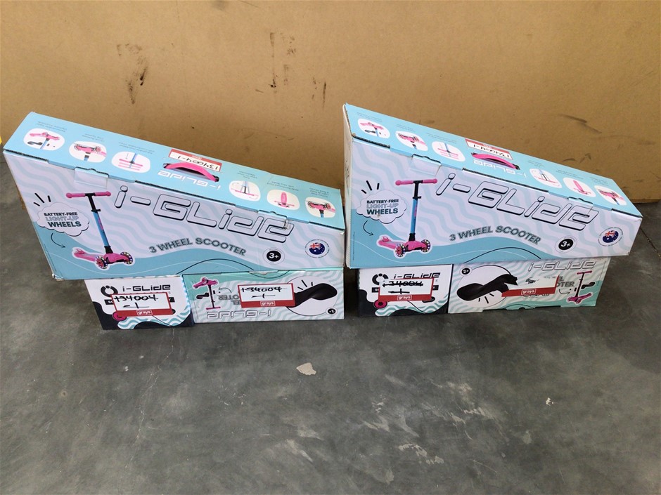 I-Glide 3 Wheeled Kids Scooter Pink/Blue (Bid Price Per Each) x2