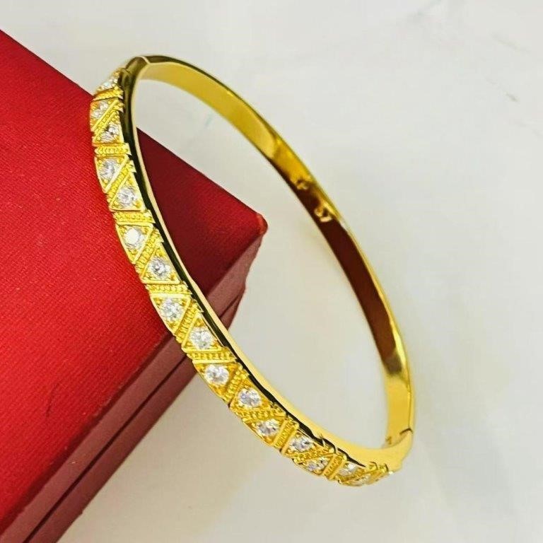 18K/Italy Stamped Yellow Gold Filled Bangle -60MM