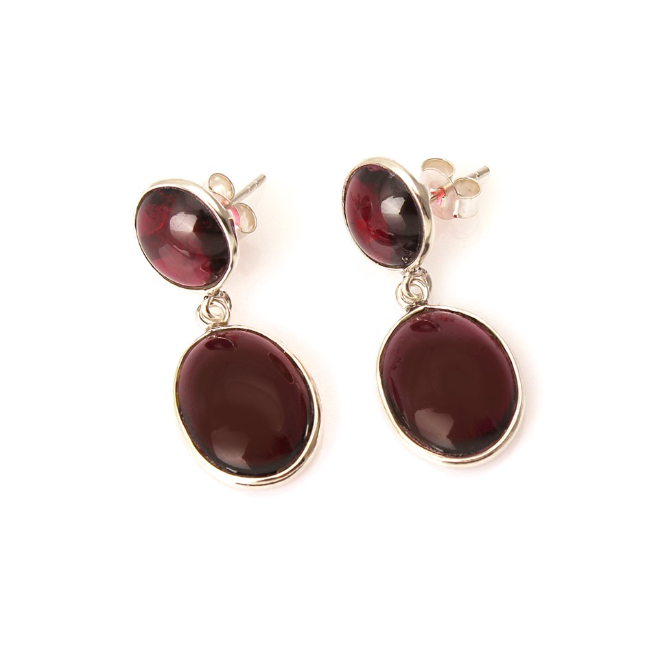 Beautiful 24 Cts Garnet Handcrafted 925 Silver Gemstone Drop Earrings