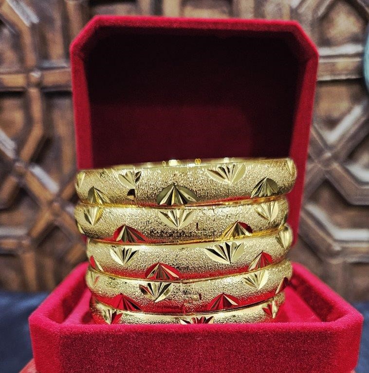 6pcs x 22KGoldFilled/Italy Triple Yellow Gold Plated Bangles with Stamp