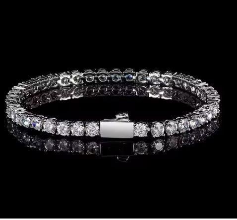 Diamonds Moissanite Tennis Bracelet 18k Real Gold -20cm-4mm