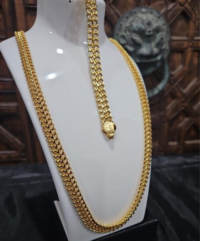 Set 22KGF/Italy Stamped  Yellow Gold Filled  Chain & Bracelet-60CM-8MM