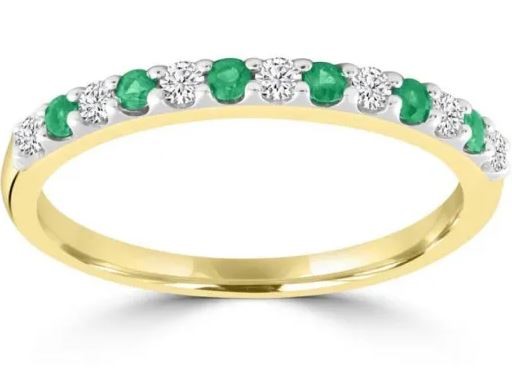 9K Yellow GOLD 0.15CT HI I1 DIAMOND EMERALD RNG
