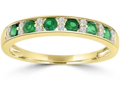 9K Yellow Gold 0.06ct HI SI DIAMOND SAPPHIRE RING