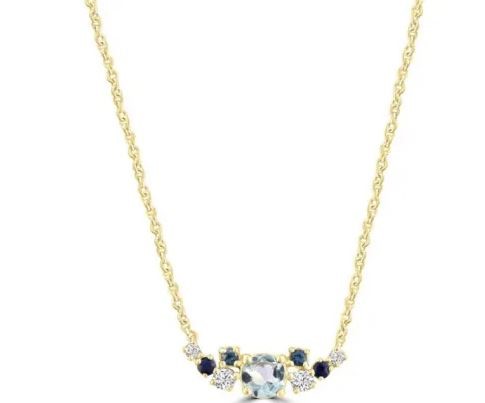 9K YELLOW GOLD 0.08CT HI I1 DIAMOND TOPAZ NECKLACE 40-50cm