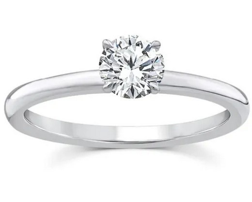 9K WHITE GOLD 0.50ct F VS LAB DIAMOND RND 4 CLAW RING