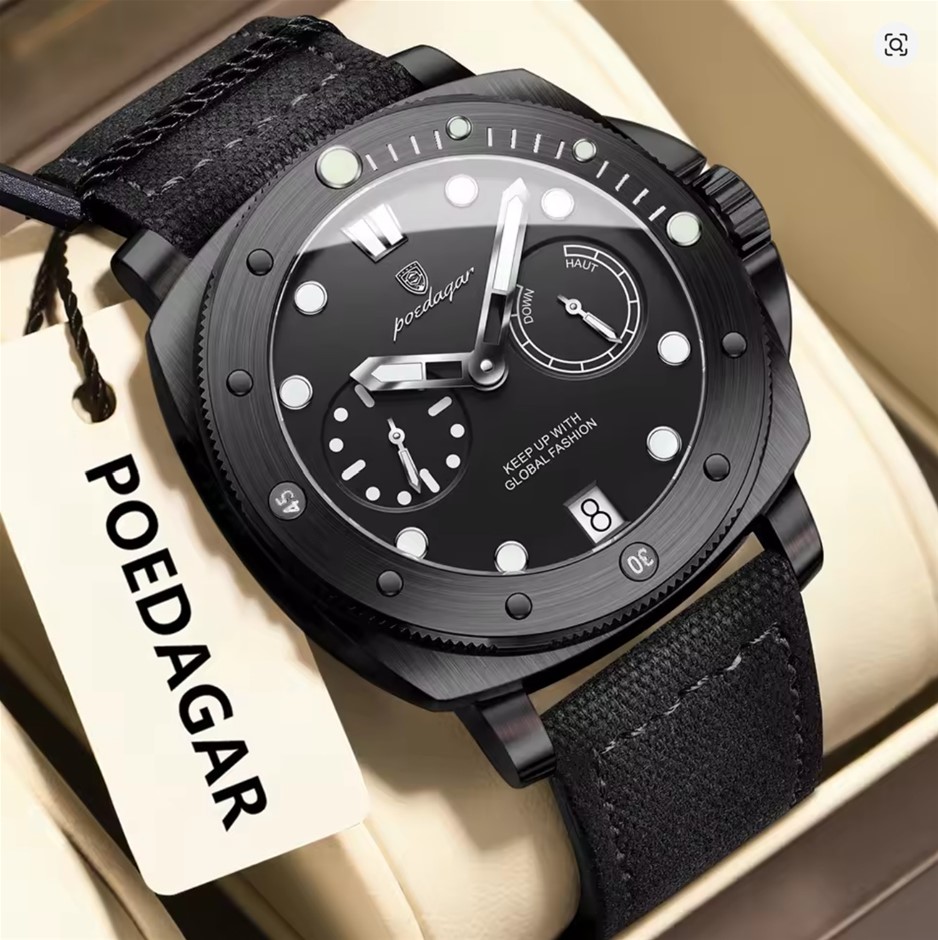 Black POEDAGAR Men's Sports Military SS Quartz Watch