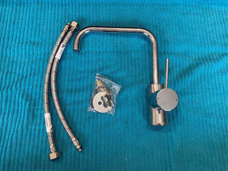 New in Box Coroma Sink Swivel Mixer, Brass, Chrome Finish - Quantity 1