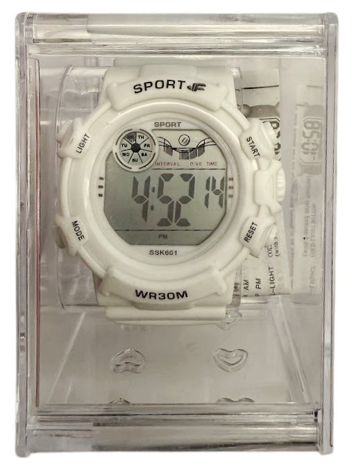 SPORTS WATCH Semi Water & Shock Resistance Digital Watch Unisex WR30M, Whit