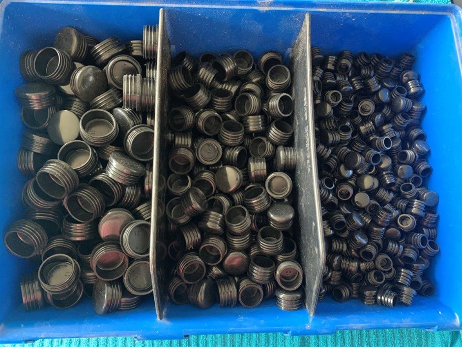 Large Quantity of Various Sized Round End Caps, Black
